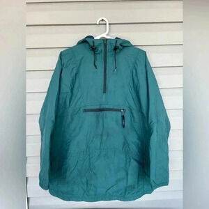 Vintage 90s LL BEAN Anorak Hoodie Half Zipper Jacket Mountain Green Colour Sz L
